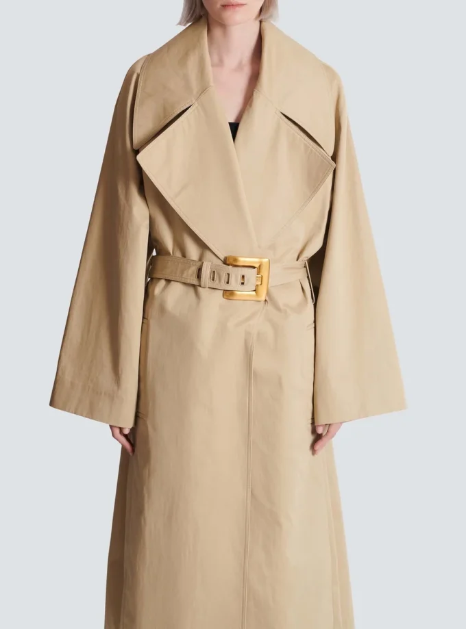 Long cotton gabardine trench coat Long cotton gabardine trench coat