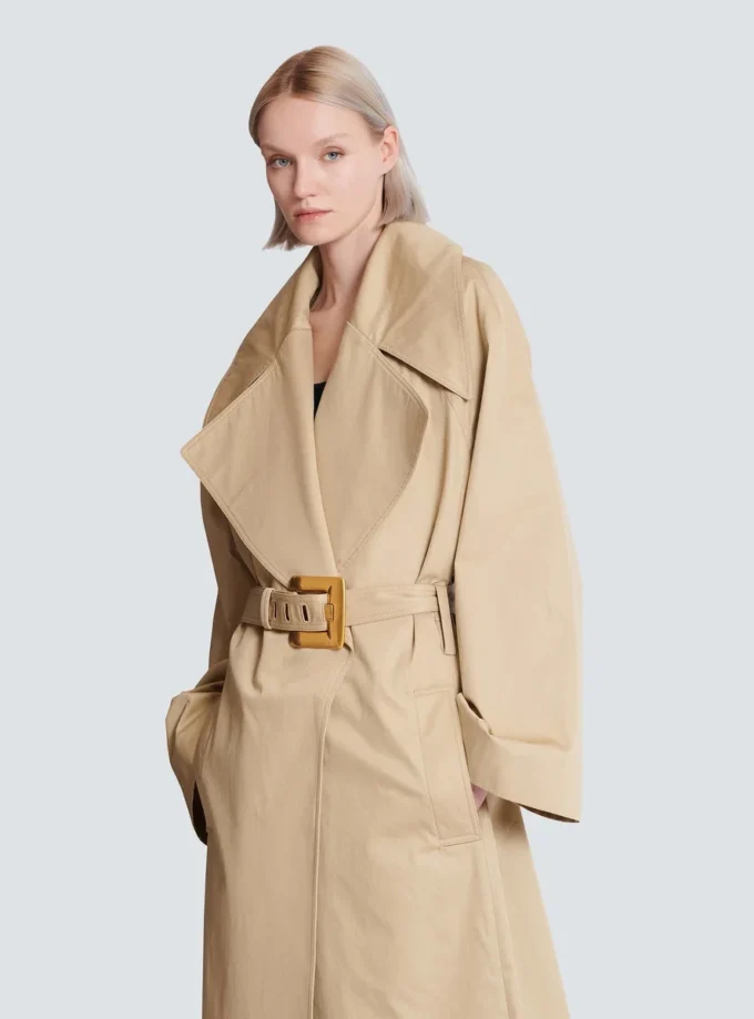 Long cotton gabardine trench coat Long cotton gabardine trench coat