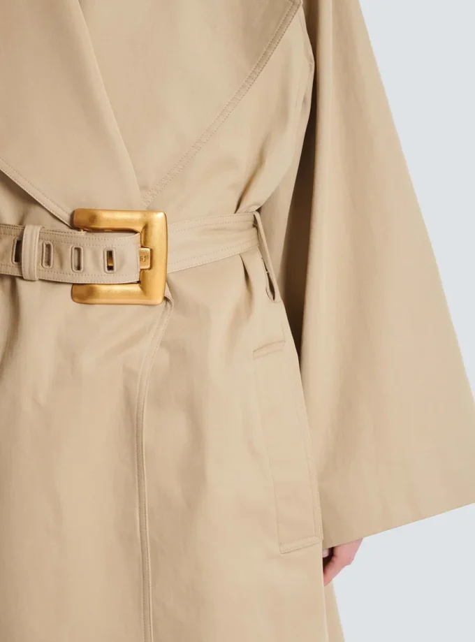 Long cotton gabardine trench coat Long cotton gabardine trench coat