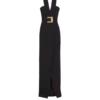Long crepe dress with belt Long crepe dress with belt
