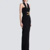 Long crepe dress with belt Long crepe dress with belt