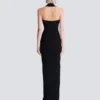 Long crepe dress with belt Long crepe dress with belt