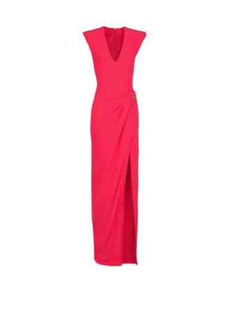 Long crepe dress with embellished detail