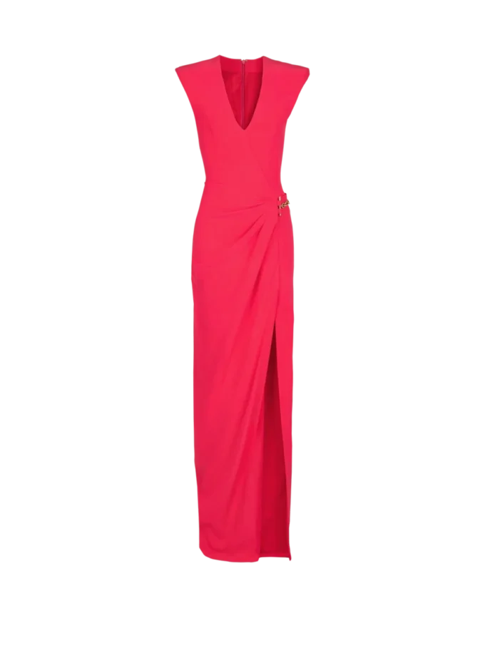 Long crepe dress with embellished detail Long crepe dress with embellished detail