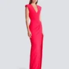 Long crepe dress with embellished detail Long crepe dress with embellished detail