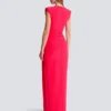 Long crepe dress with embellished detail Long crepe dress with embellished detail
