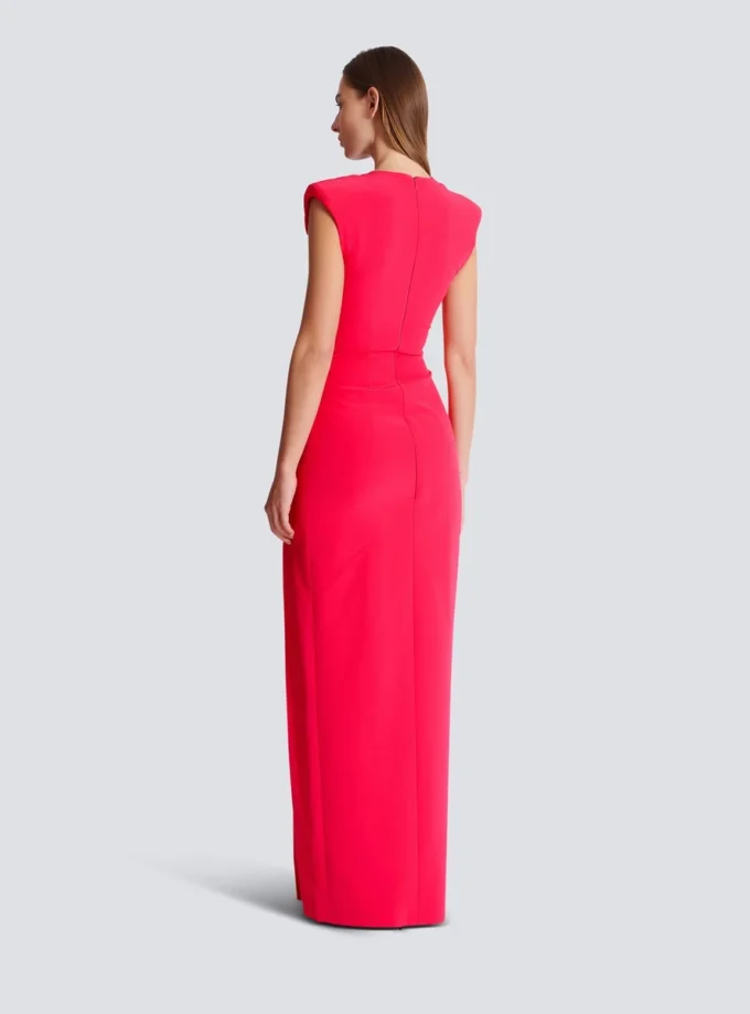 Long crepe dress with embellished detail Long crepe dress with embellished detail