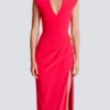 Long crepe dress with embellished detail Long crepe dress with embellished detail