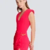 Long crepe dress with embellished detail Long crepe dress with embellished detail