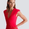 Long crepe dress with embellished detail Long crepe dress with embellished detail