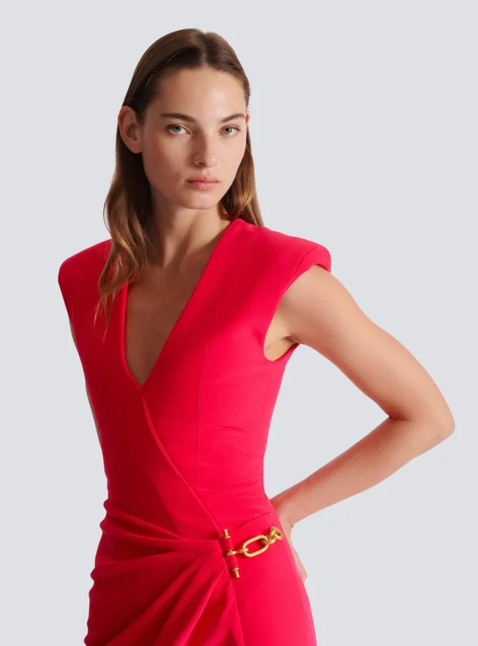 Long crepe dress with embellished detail Long crepe dress with embellished detail