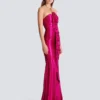 Long draped bustier dress with embellished detail