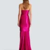 Long draped bustier dress with embellished detail