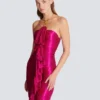Long draped bustier dress with embellished detail
