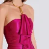 Long draped bustier dress with embellished detail