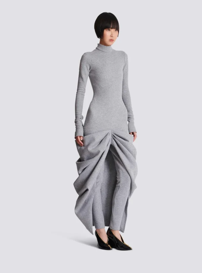 Long draped cotton knit dress Long draped cotton knit dress