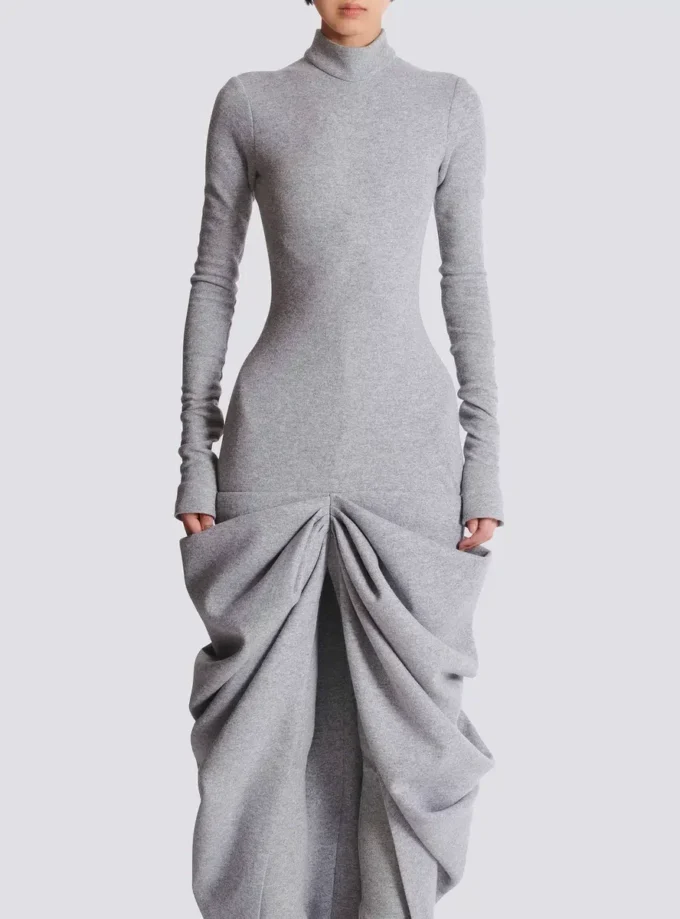 Long draped cotton knit dress Long draped cotton knit dress