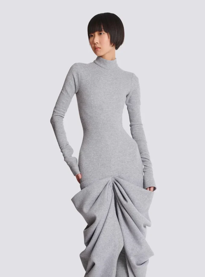 Long draped cotton knit dress Long draped cotton knit dress
