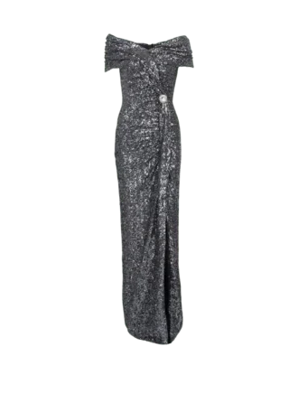 Long draped sequin dress