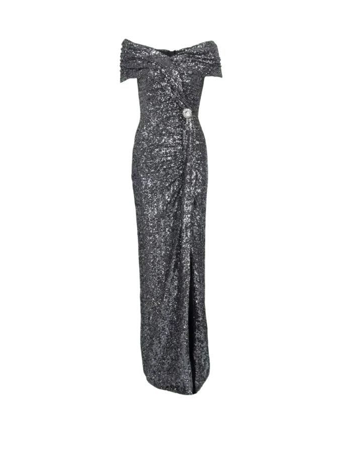 Long draped sequin dress