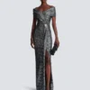 Long draped sequin dress