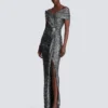 Long draped sequin dress