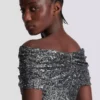 Long draped sequin dress