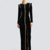 Long embellished velvet dress
