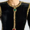 Long embellished velvet dress