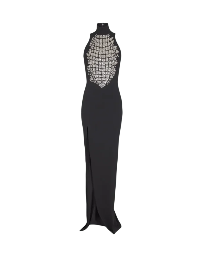 Long embroidered slit dress Long embroidered slit dress