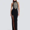Long embroidered slit dress Long embroidered slit dress