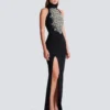 Long embroidered slit dress Long embroidered slit dress