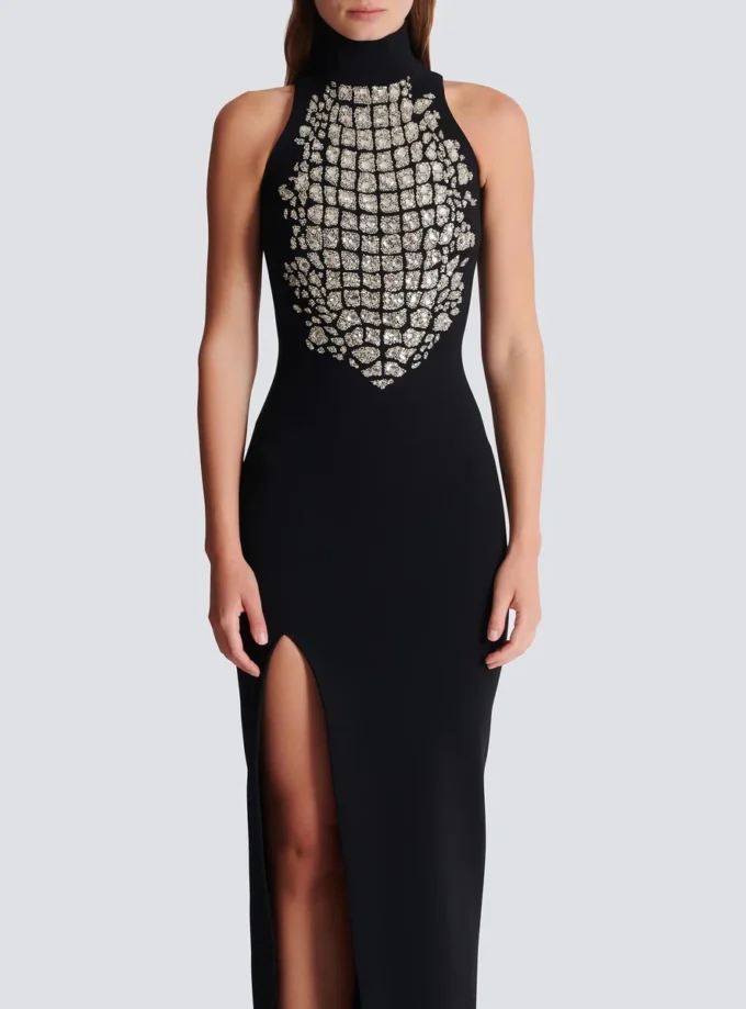 Long embroidered slit dress Long embroidered slit dress