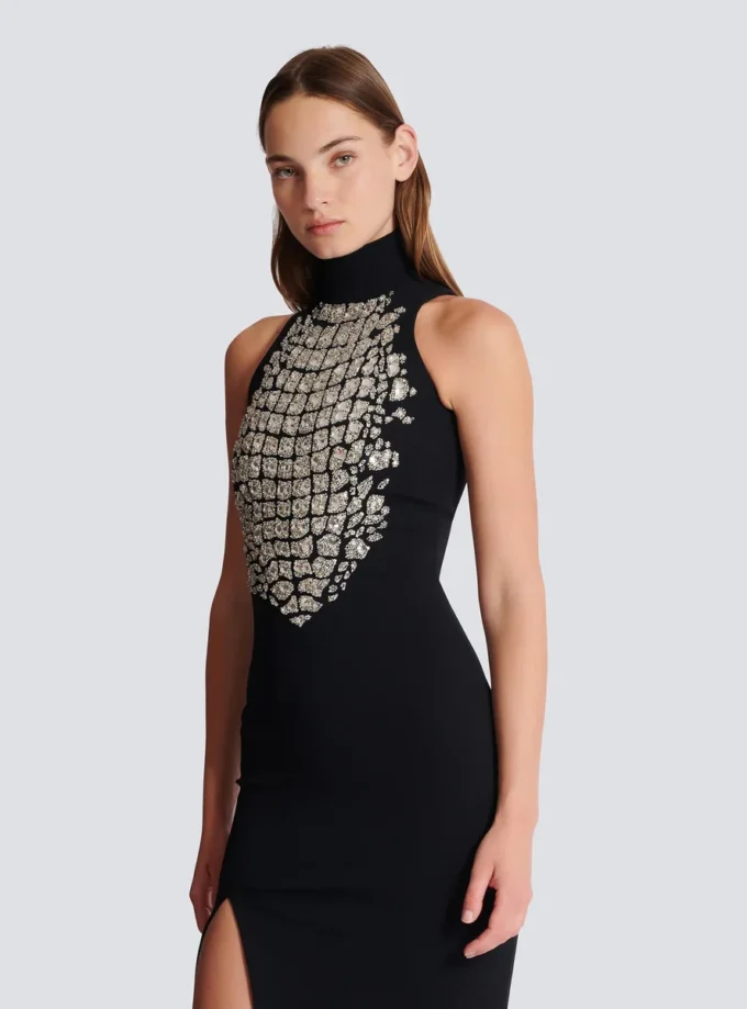 Long embroidered slit dress Long embroidered slit dress