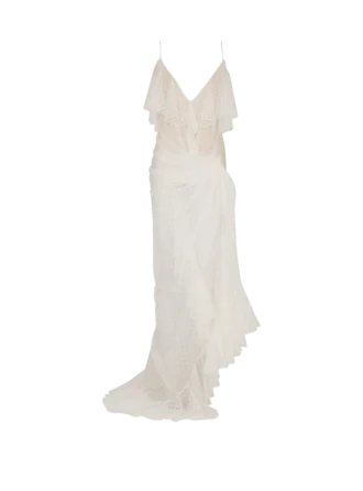 Long flowing dress with lace ruffles
