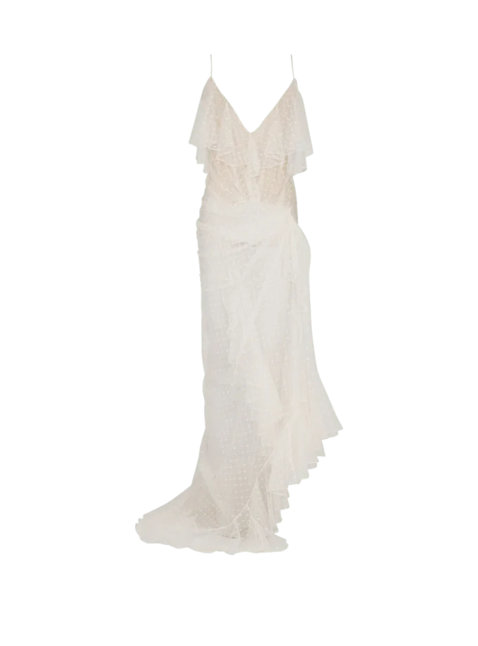 Long flowing dress with lace ruffles Long flowing dress with lace ruffles