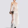 Long flowing dress with lace ruffles Long flowing dress with lace ruffles