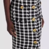 Long gingham tweed skirt