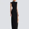 Long jersey dress with leg slit Long jersey dress with leg slit