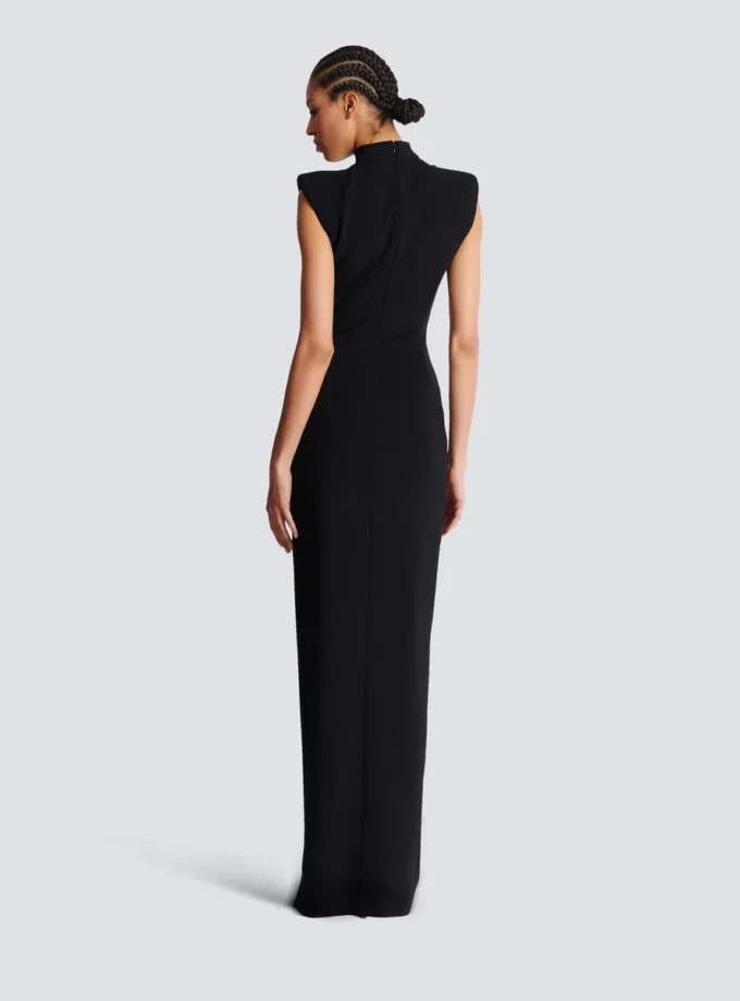 Long jersey dress with leg slit Long jersey dress with leg slit