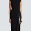 Long jersey dress with leg slit Long jersey dress with leg slit