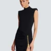 Long jersey dress with leg slit Long jersey dress with leg slit