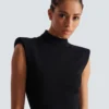 Long jersey dress with leg slit Long jersey dress with leg slit