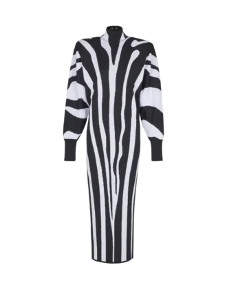 Long knit dress with zebra intarsia
