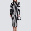 Long knit dress with zebra intarsia Long knit dress with zebra intarsia