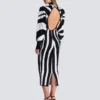 Long knit dress with zebra intarsia Long knit dress with zebra intarsia