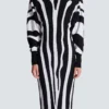 Long knit dress with zebra intarsia Long knit dress with zebra intarsia