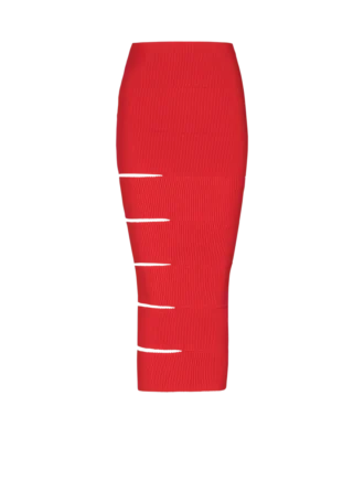 Long knit skirt with cut-outs