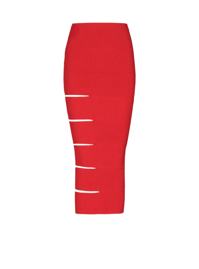 Long knit skirt with cut-outs