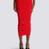 Long knit skirt with cut-outs